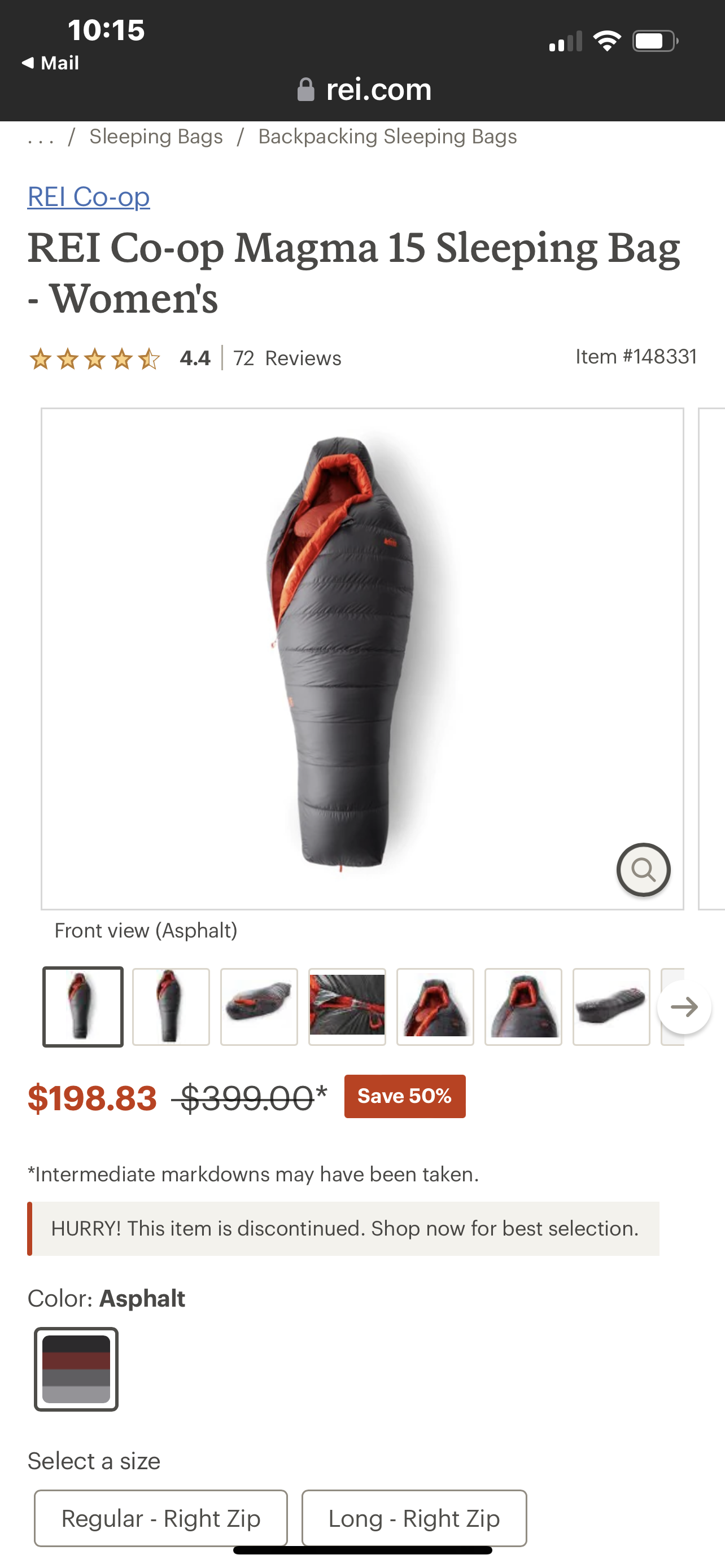 REI sleeping bag sale